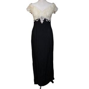 Scott McClintock Vintage Black & White Formal Gown Dress Lace READ USA Sz 14